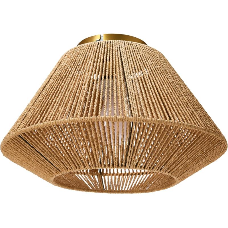 Creative CoOp Flush Mount Ceiling Light with Woven Paper Rope Shade GreyNatural Paper Rope