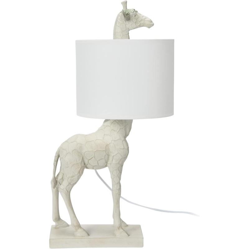 Creative CoOp Giraffe Table Lamp with Linen Shade Bronze FinishWhite