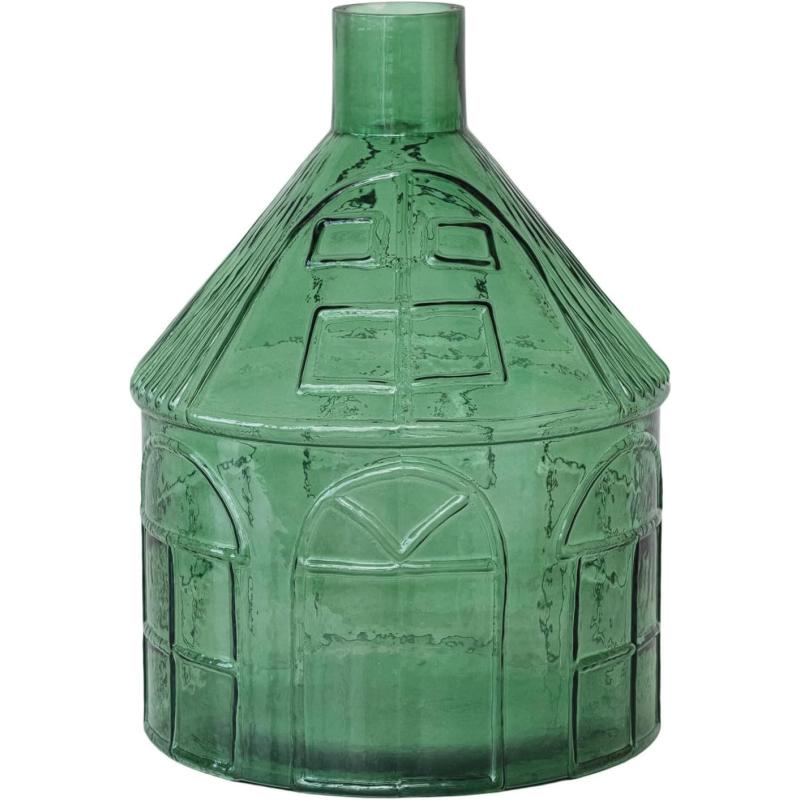 Creative CoOp Glass HouseShaped Vase Green1012 Round x 14H