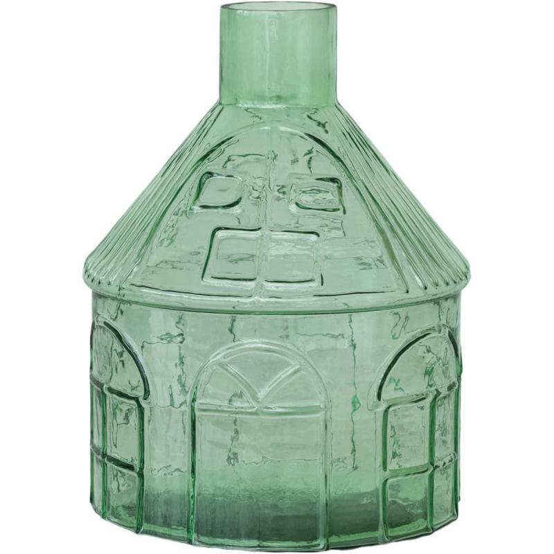 Creative CoOp Glass HouseShaped Vase Green8 Round x 11H