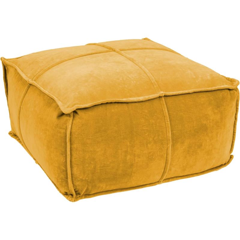 Creative CoOp Goldenrod Square Cotton Velvet PoufGoldenrod