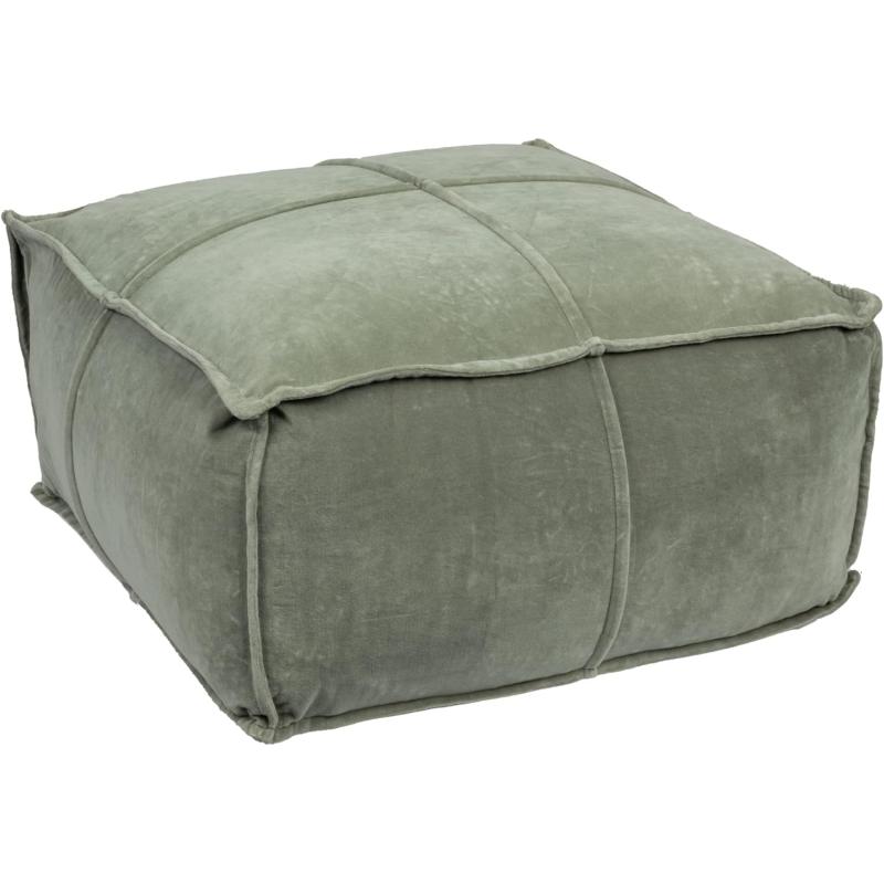 Creative CoOp Goldenrod Square Cotton Velvet PoufWing Teal