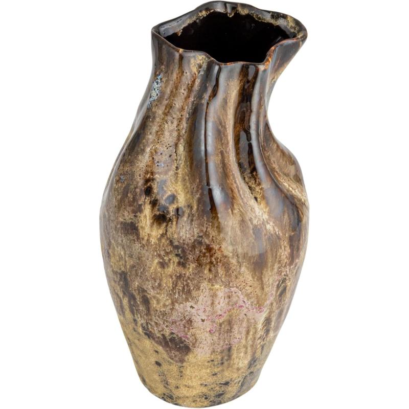 Creative CoOp HandPainted Stoneware Organic Vase with Reactive Glaze Multicolor