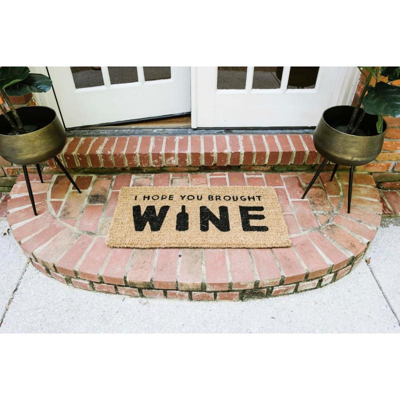 Creative CoOp I Hope You Brought Wine Coir Doormat 32quot L x 16quot W x 1quot H NaturalBlack