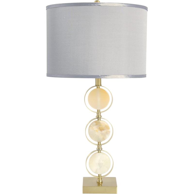 Creative CoOp Marble ampamp Metal Natural Linen Shade Table LampNatural