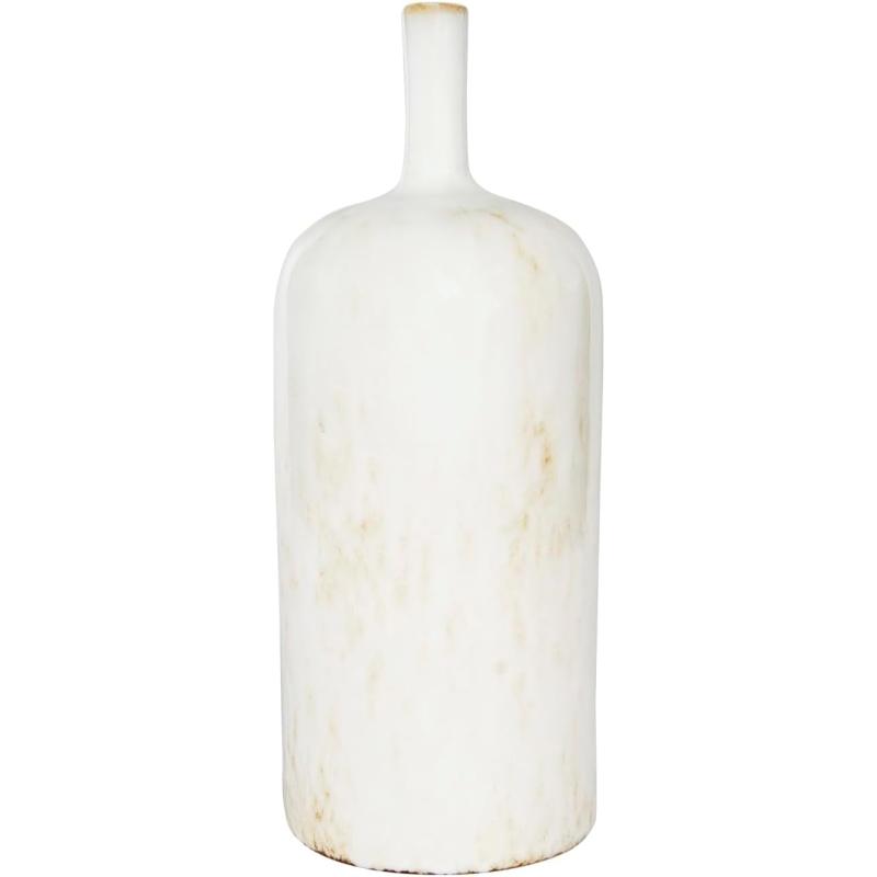 Creative CoOp Medium Cream Stoneware Green Accents ampamp Reactive Glaze Finish Each one Will Vary Vases WhiteLarge