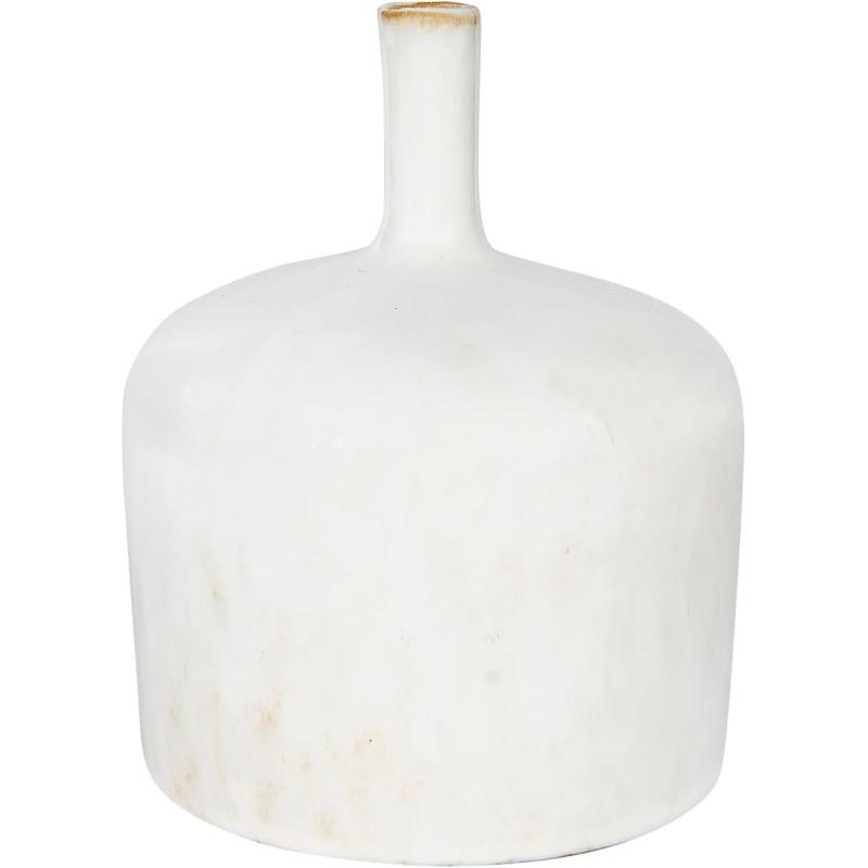 Creative CoOp Medium Cream Stoneware Green Accents ampamp Reactive Glaze Finish Each one Will Vary Vases WhiteSmall