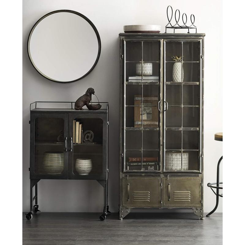 Creative CoOp Metal Shelves ampamp 4 Doors Cabinets and Shelf Units WhiteDistressed Black