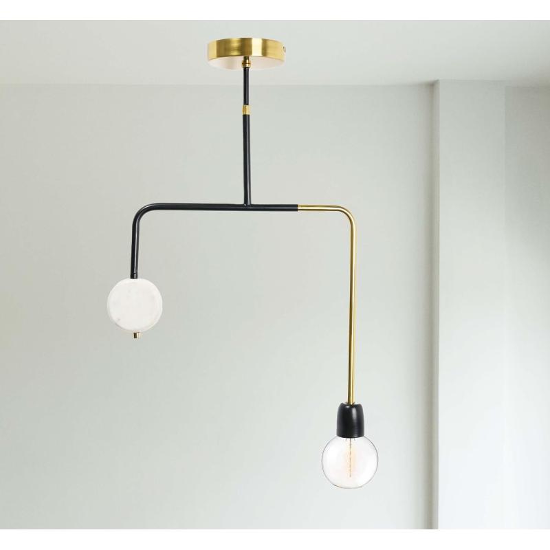 Creative CoOp Modern Lamp Minimalist Geometric Kitchen Lighting Pendant Gold and Marble