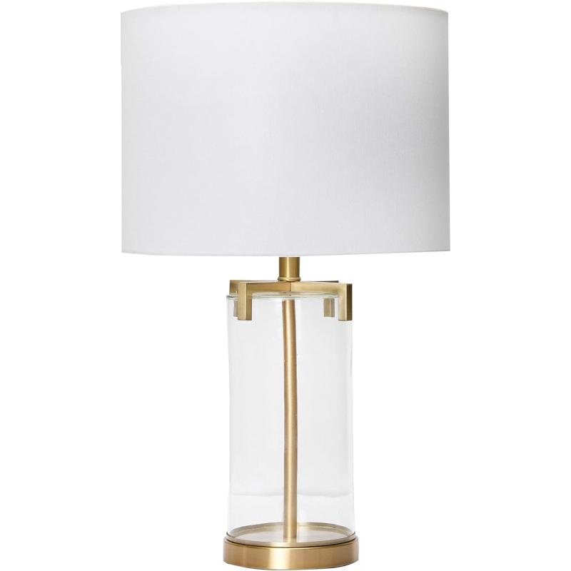 Creative CoOp Modern Transparent Bubble Glass and Metal Table Lamp Brushed Gold