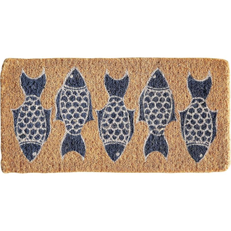 Creative CoOp Natural Coir Doormat with Fish Images