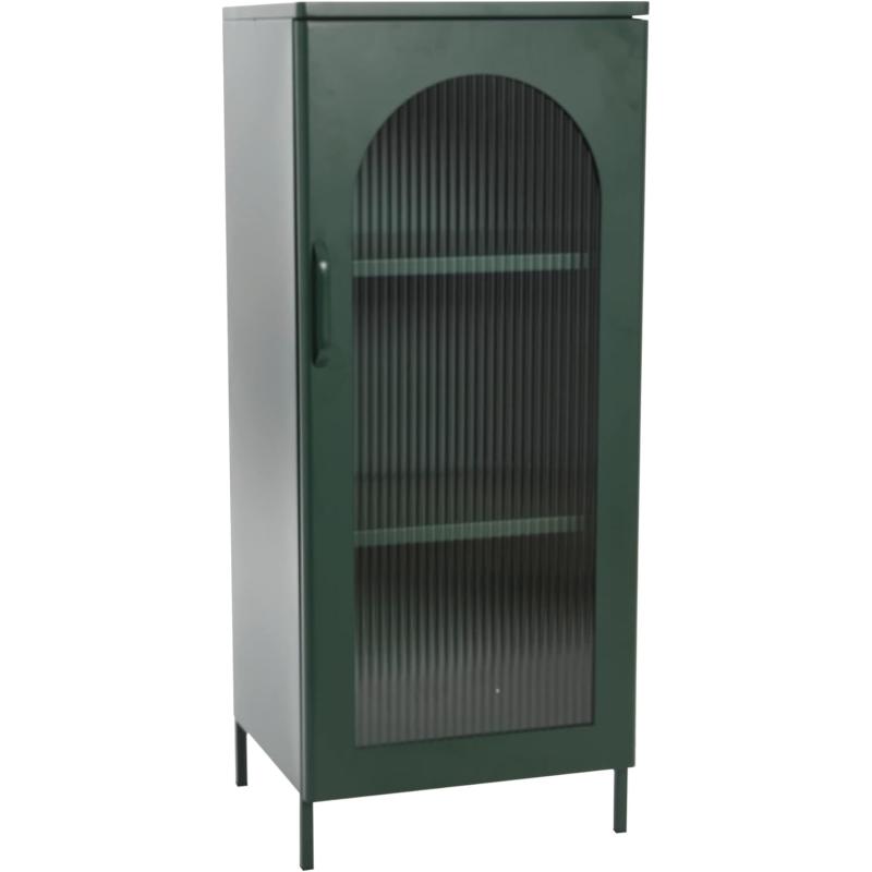 Creative CoOp Solstice Metal Cabinet with 2 Arched Glass Doors Dark GreenGreen