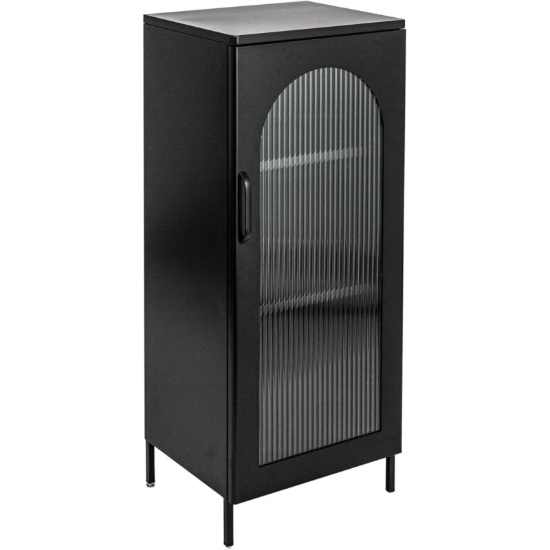 Creative CoOp Solstice Metal Cabinet with 2 Arched Glass Doors Dark GreenMatte Black