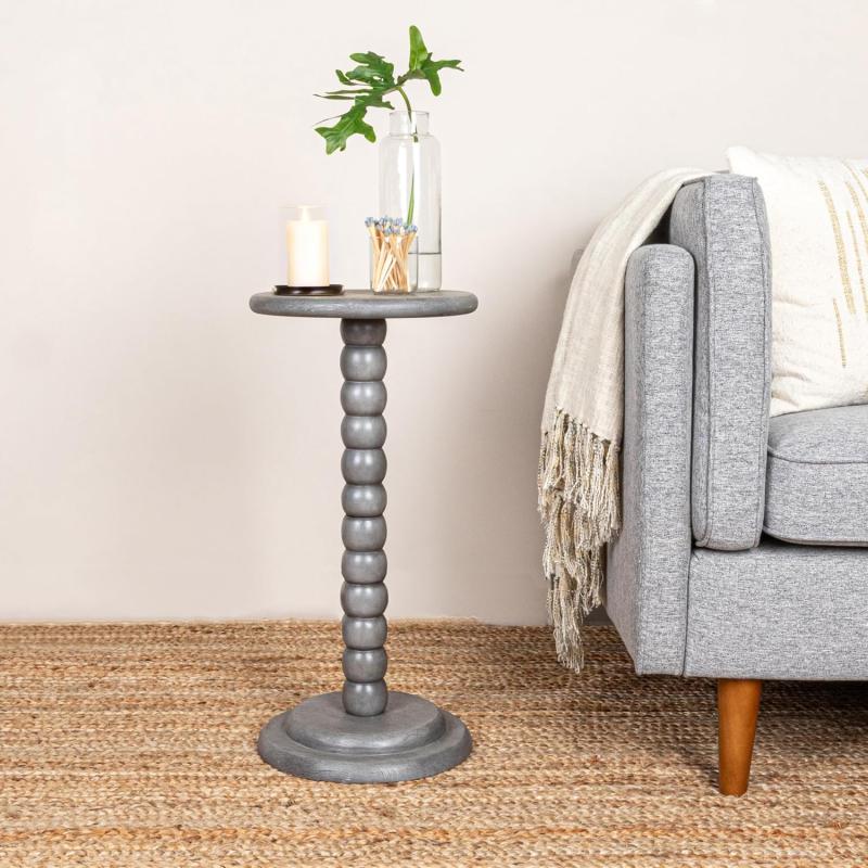 Creative CoOp Stacked Pedestal Cocktail Side Table BlackDove Grey