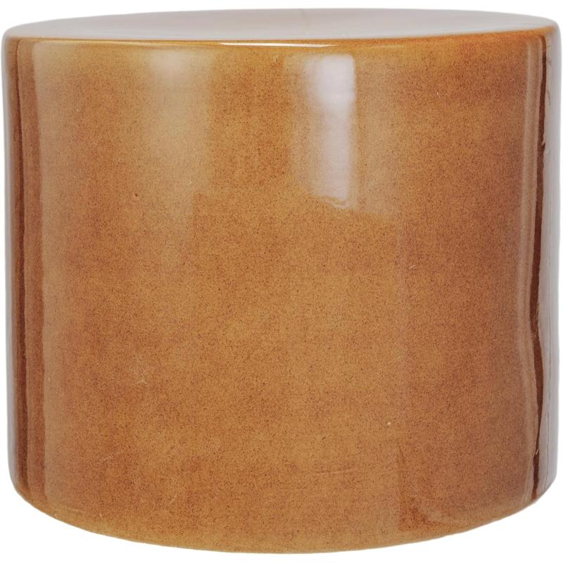 Creative CoOp Stoneware Round Stool with Reactive Glaze Mustard
