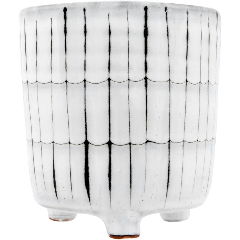 Creative CoOp White ampamp Black Terracotta Footed Planter