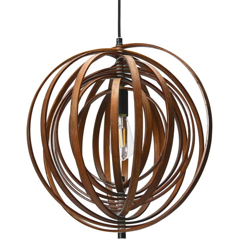 Creative CoOp Wood Globe Pendant Brown