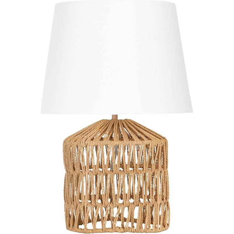 Creative CoOp Woven Rope Table Lamp with Empire Shade Natural