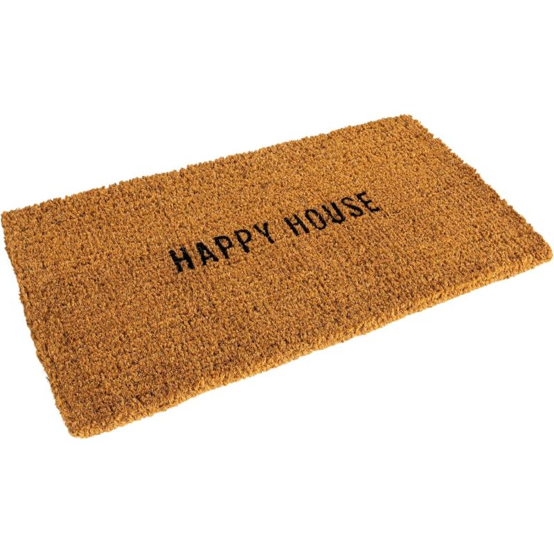 Creative CoOp quotHappy House Large Coir Doormat Natural