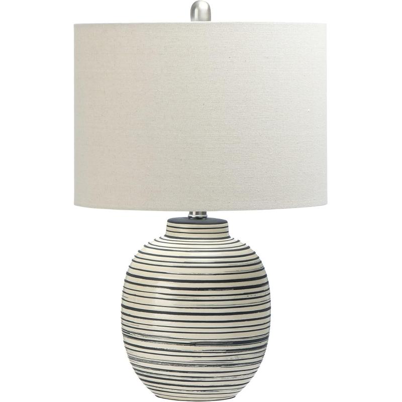 Creative Coop EC0413 23quot Ceramic Textured Striped Table Lamp Grey