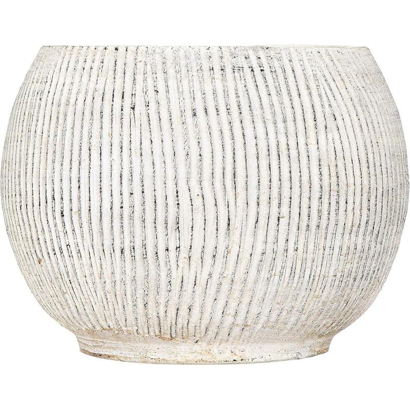 Distressed Cream Terracotta Planter with Fluted TexturePlanter