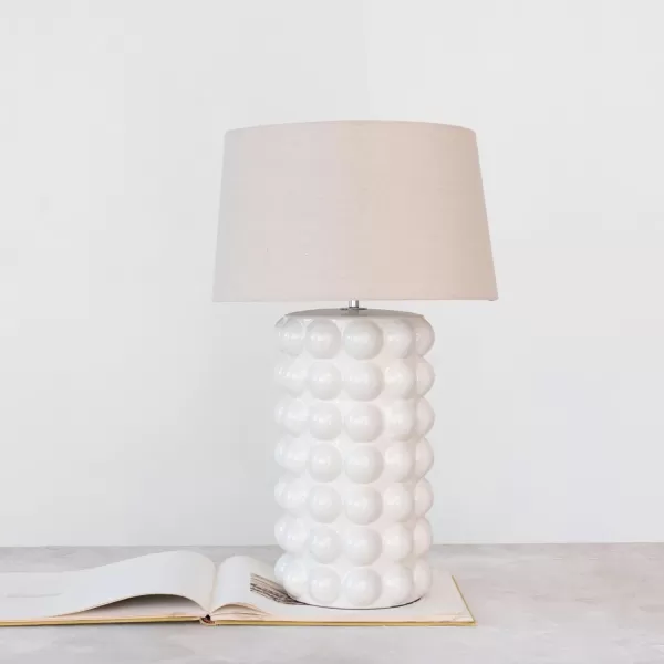 Creative CoOp 100 Watt Classic Stoneware Hobnail Table Lamp White