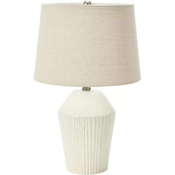 Creative CoOp 13quot Round Stoneware Desk Lamp BlackWhite