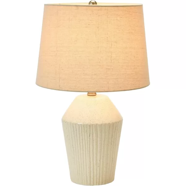Creative CoOp 13quot Round Stoneware Desk Lamp BlackWhite