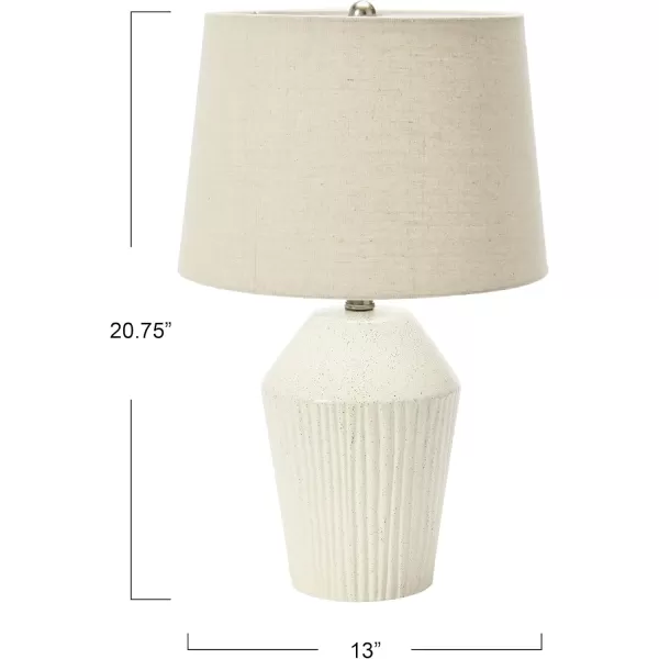 Creative CoOp 13quot Round Stoneware Desk Lamp BlackWhite
