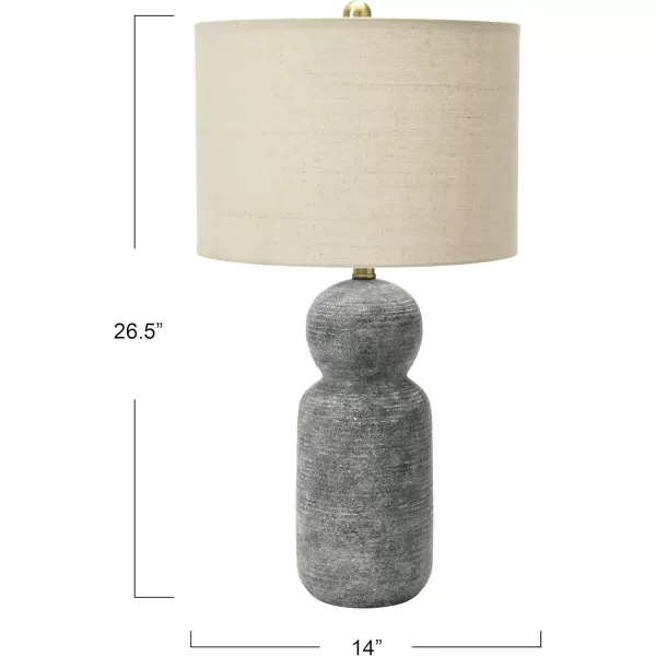 Creative CoOp 14quot Round Stoneware Desk Lamp Dark Grey