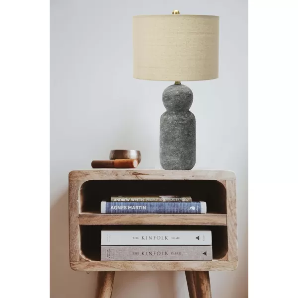 Creative CoOp 14quot Round Stoneware Desk Lamp Dark Grey