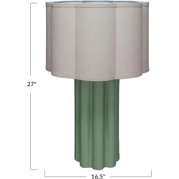 Creative CoOp 150 Watt Fluted Stoneware Table Lamp with Linen Scalloped Shade Mint