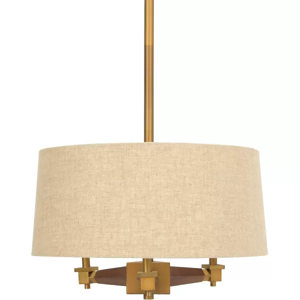 Creative CoOp 18 Inch Brushed Gold and Wood Drum Pendant