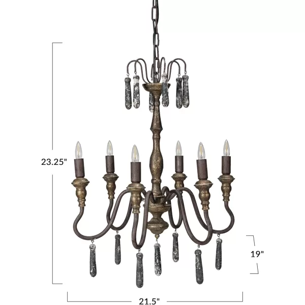 Creative CoOp 25 Watt Elegant Distressed Metal Pendant Lamp with Wood Drops Black and Gold