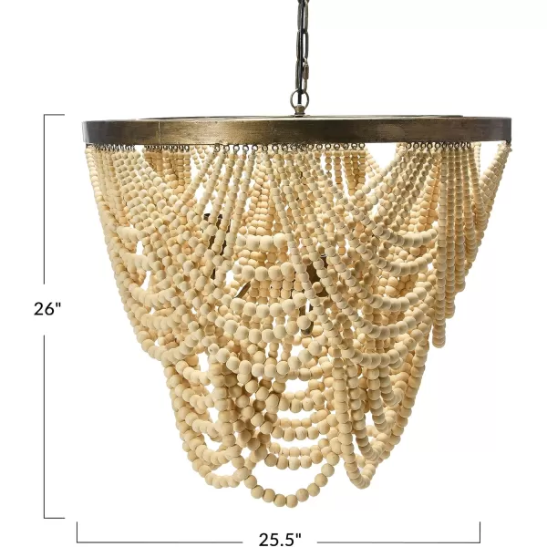 Creative CoOp 2Tier Draped Wood Bead Chandelier Pendant 26quot H IvoryChandelier