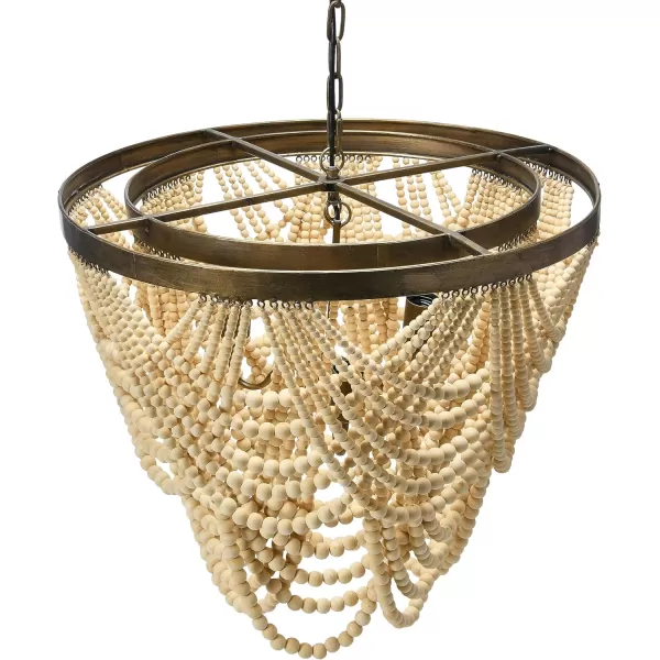 Creative CoOp 2Tier Draped Wood Bead Chandelier Pendant 26quot H IvoryChandelier