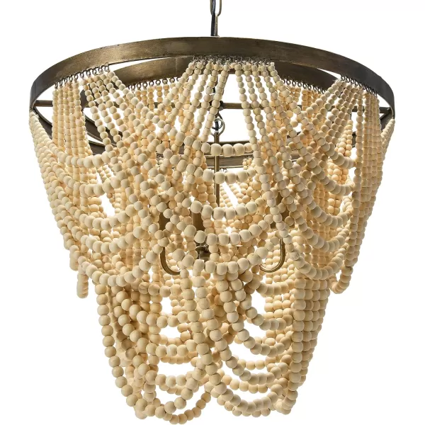 Creative CoOp 2Tier Draped Wood Bead Chandelier Pendant 26quot H IvoryChandelier