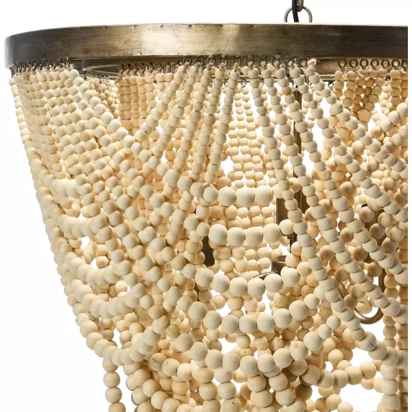 Creative CoOp 2Tier Draped Wood Bead Chandelier Pendant 26quot H IvoryChandelier