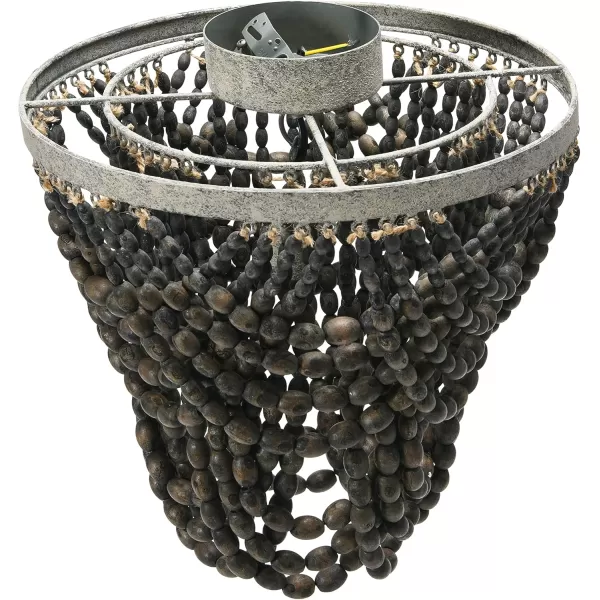 Creative CoOp 2Tier Draped Wood Bead Chandelier WhiteDark Grey