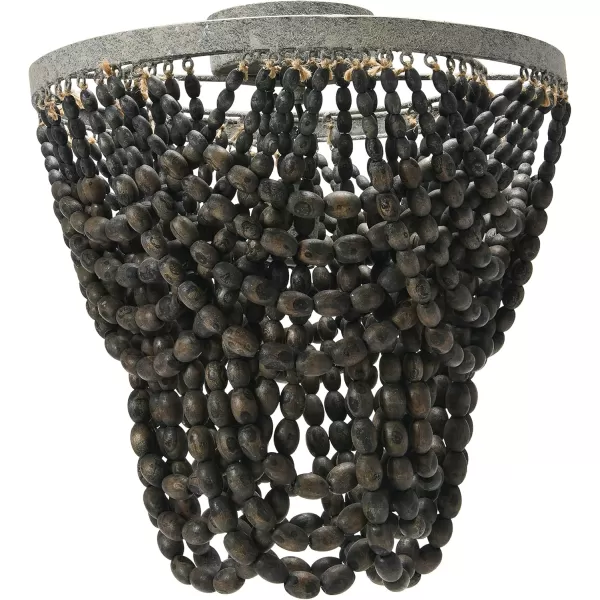 Creative CoOp 2Tier Draped Wood Bead Chandelier WhiteDark Grey