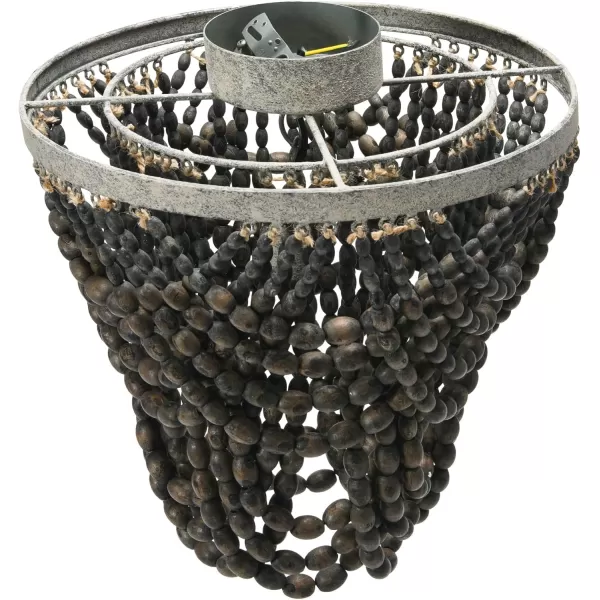 Creative CoOp 2Tier Draped Wood Bead Chandelier WhiteDark Grey
