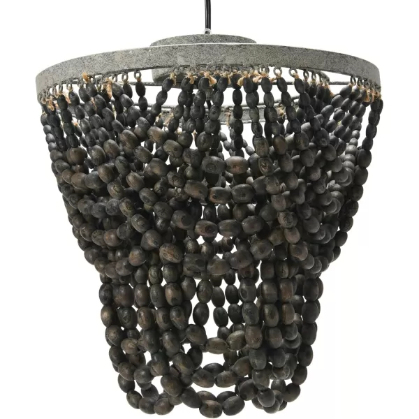 Creative CoOp 2Tier Draped Wood Bead Chandelier WhiteDark Grey