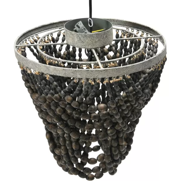 Creative CoOp 2Tier Draped Wood Bead Chandelier WhiteDark Grey