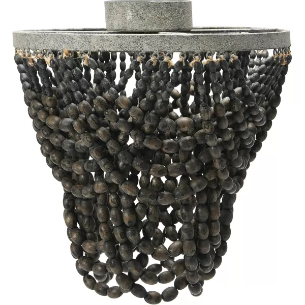 Creative CoOp 2Tier Draped Wood Bead Chandelier WhiteDark Grey