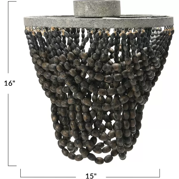 Creative CoOp 2Tier Draped Wood Bead Chandelier WhiteDark Grey