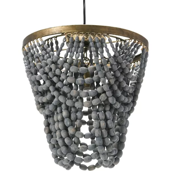 Creative CoOp 2Tier Draped Wood Bead Chandelier WhiteLight Gray