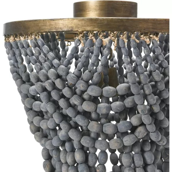 Creative CoOp 2Tier Draped Wood Bead Chandelier WhiteLight Gray