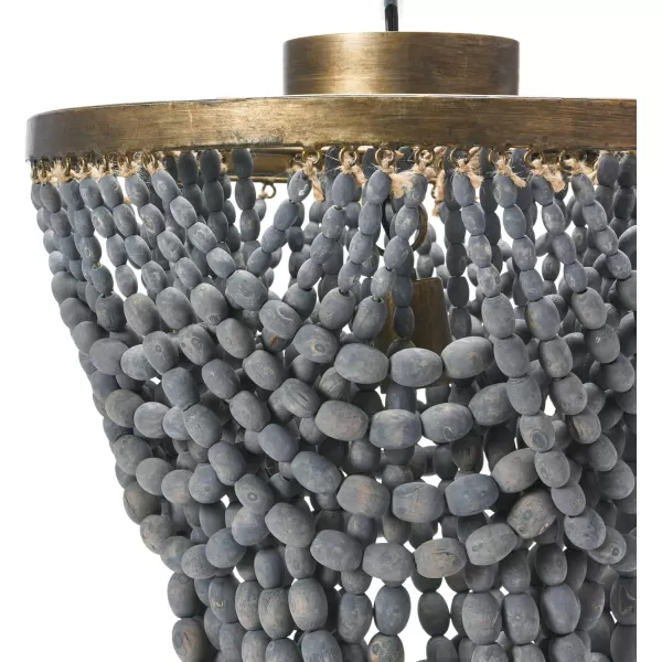 Creative CoOp 2Tier Draped Wood Bead Chandelier WhiteLight Gray