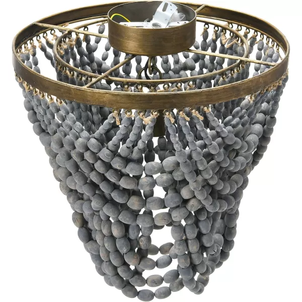 Creative CoOp 2Tier Draped Wood Bead Chandelier WhiteLight Gray
