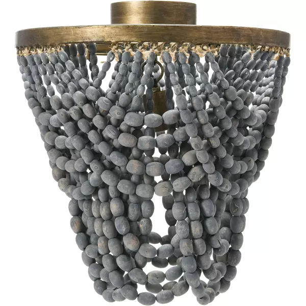 Creative CoOp 2Tier Draped Wood Bead Chandelier WhiteLight Gray